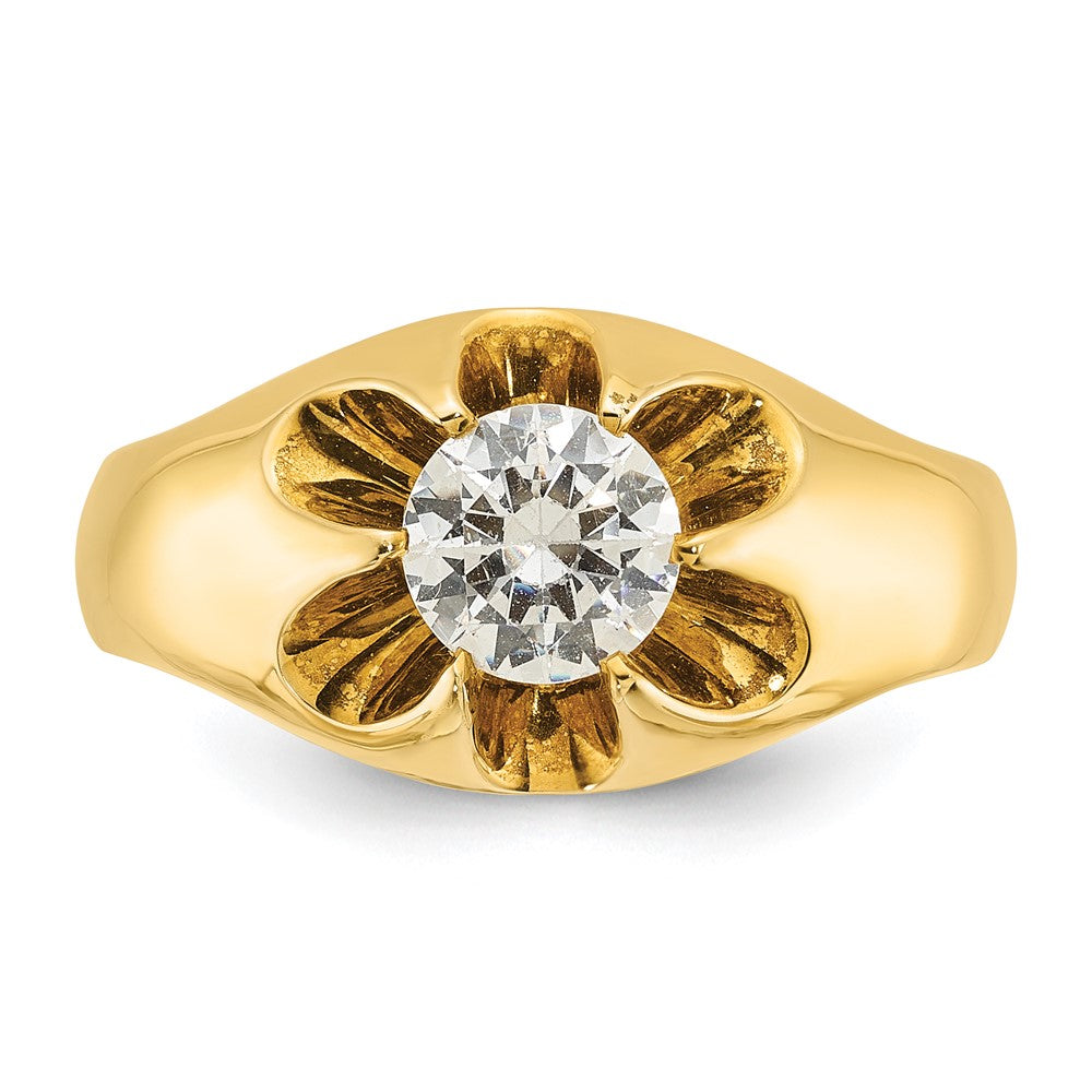 14K Gelbgold Herrenring mit 1 ct. im Labor gezüchtetem Diamanten VS/SI+ G+