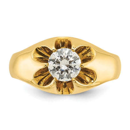 14K Gelbgold Herrenring mit 1 ct. im Labor gezüchtetem Diamanten VS/SI+ G+