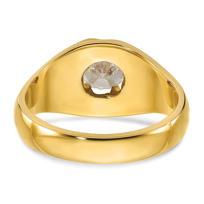 14K Gelbgold Herrenring mit 1 ct. im Labor gezüchtetem Diamanten VS/SI+ G+