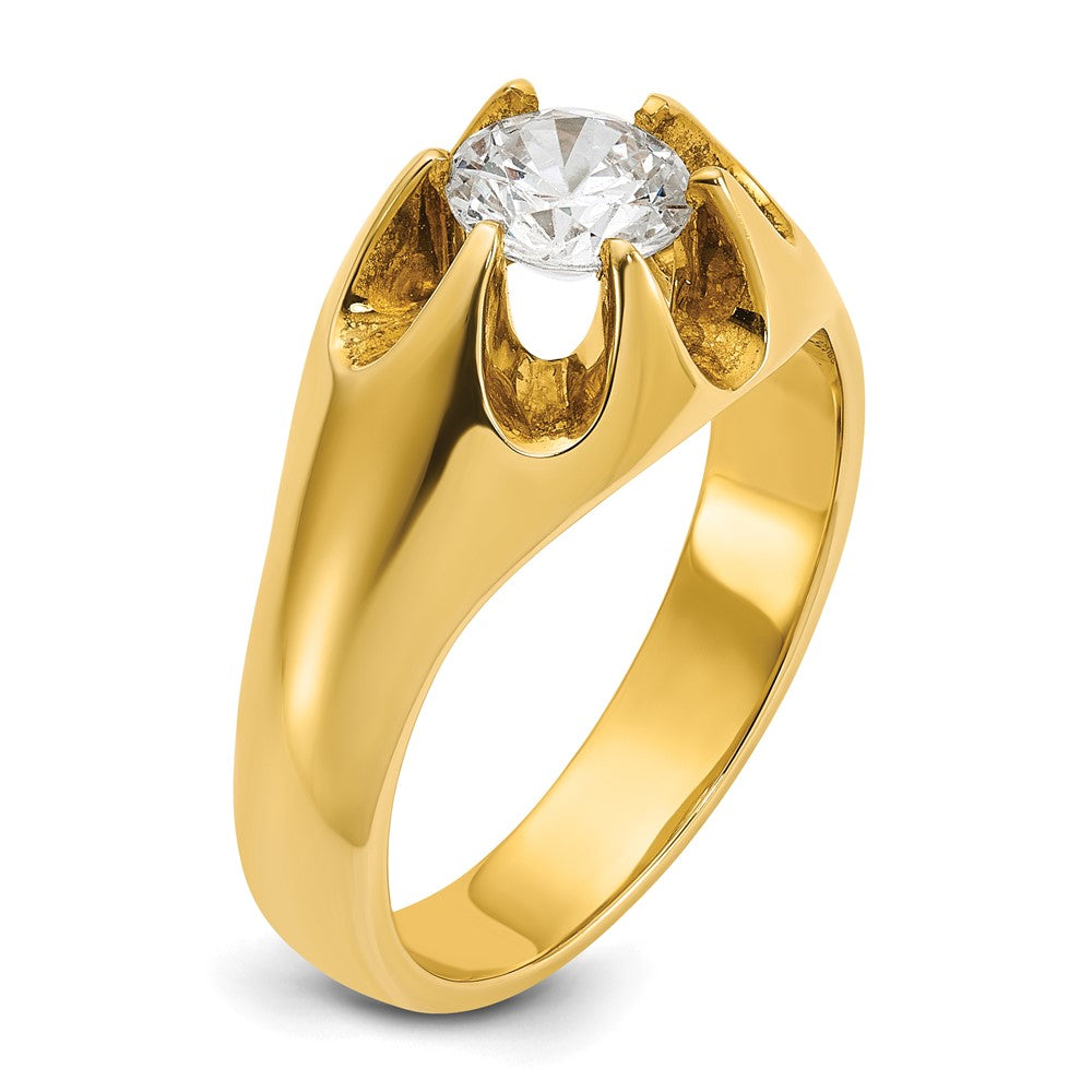 14K Gelbgold Herrenring mit 1 ct. im Labor gezüchtetem Diamanten VS/SI+ G+
