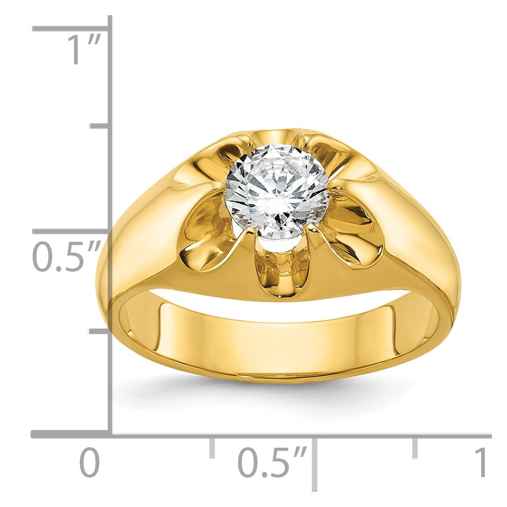 14K Gelbgold Herrenring mit 1 ct. im Labor gezüchtetem Diamanten VS/SI+ G+