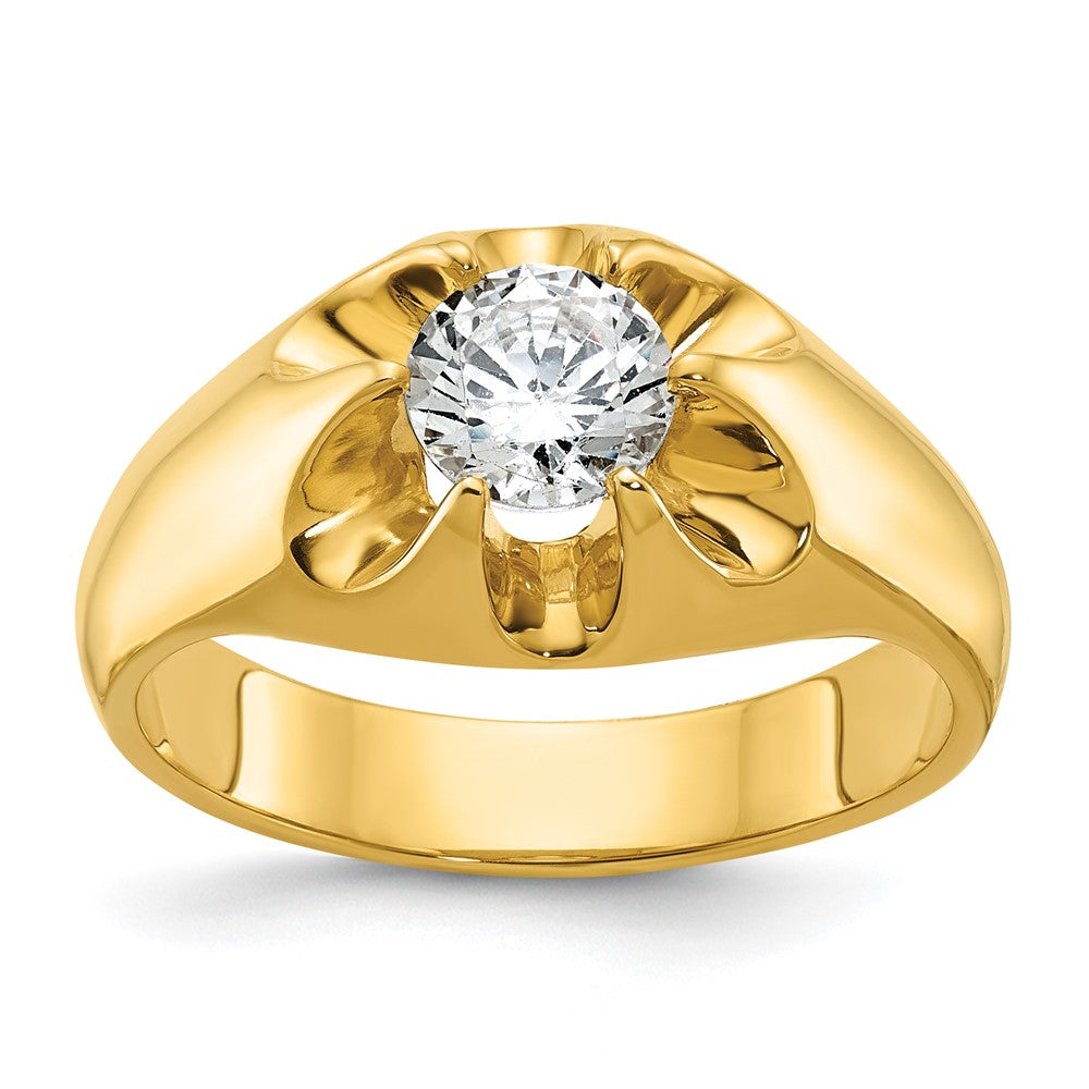 14K Gelbgold Herrenring mit 1 ct. im Labor gezüchtetem Diamanten VS/SI+ G+
