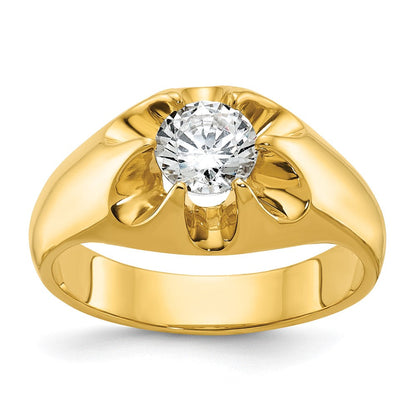 14K Gelbgold Herrenring mit 1 ct. im Labor gezüchtetem Diamanten VS/SI+ G+
