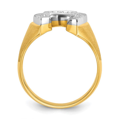 10K Bicolor Ibgoodman Herren Satiniert Hufeisen Diamant Komplett Ring