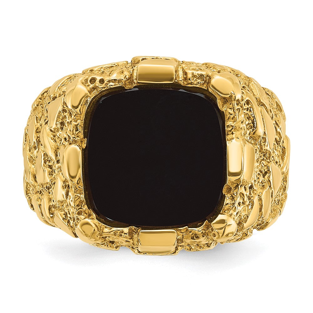 10K Gelbgold Ibgoodman Herren Onyx Nugget Komplett Ring