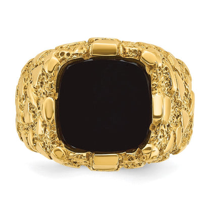 10K Gelbgold Ibgoodman Herren Onyx Nugget Komplett Ring