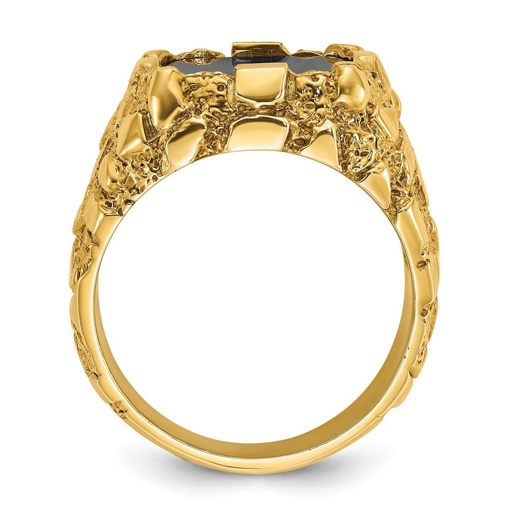 14K Gelbgold Herren-Ring mit Onyx-Nugget
