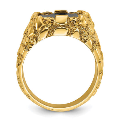 14K Gelbgold Herren-Ring mit Onyx-Nugget