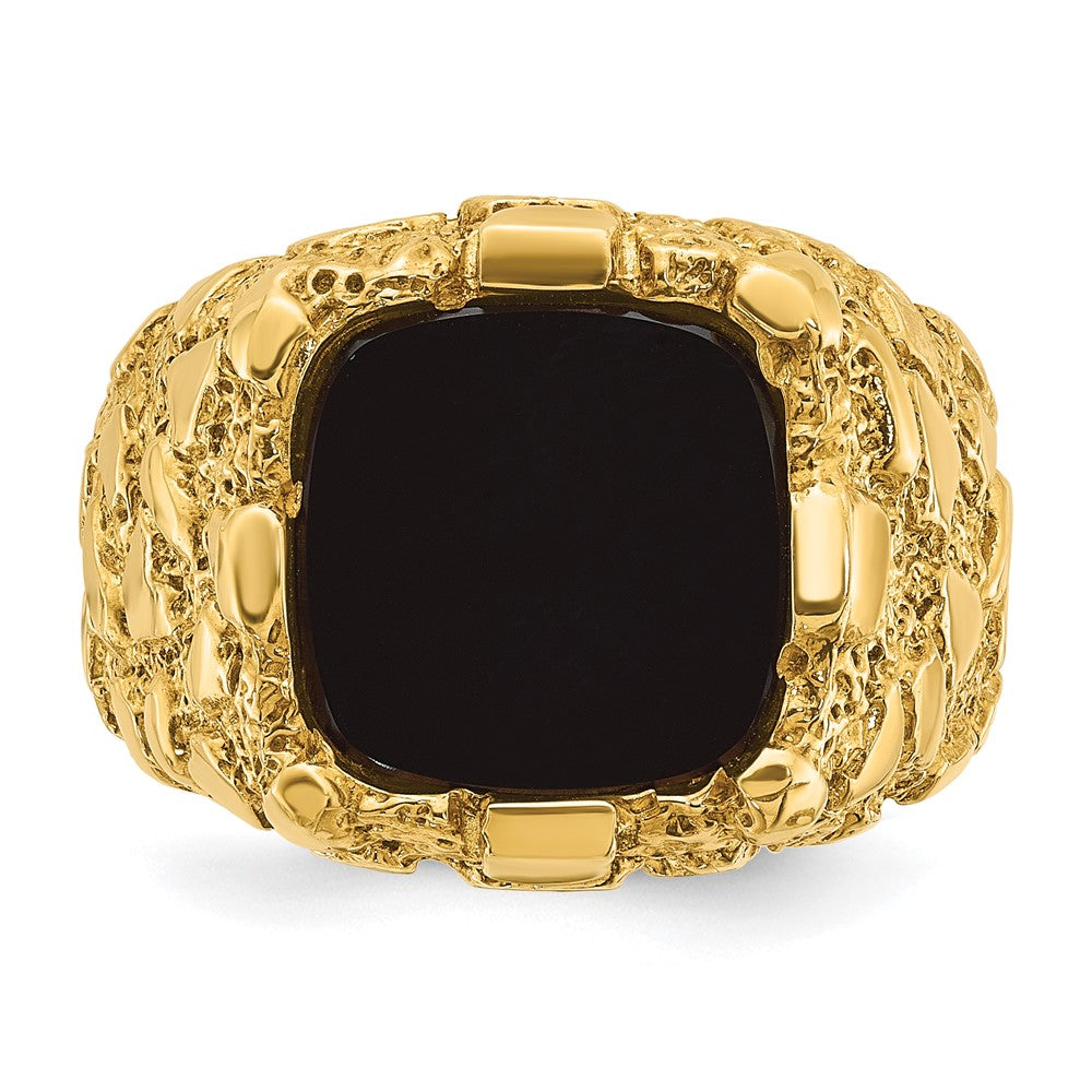14K Gelbgold Herren-Ring mit Onyx-Nugget