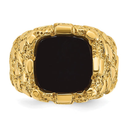 14K Gelbgold Herren-Ring mit Onyx-Nugget