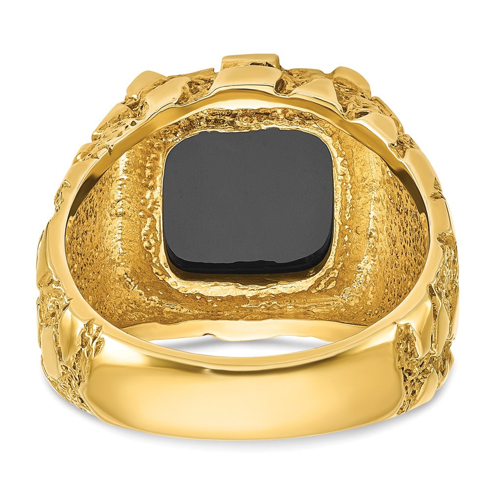 14K Gelbgold Herren-Ring mit Onyx-Nugget