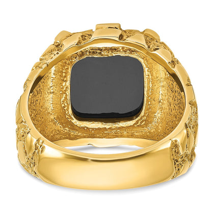 14K Gelbgold Herren-Ring mit Onyx-Nugget