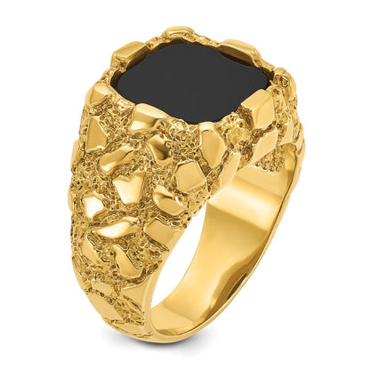 14K Gelbgold Herren-Ring mit Onyx-Nugget