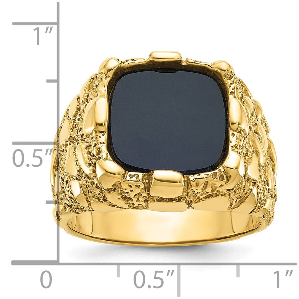 14K Gelbgold Herren-Ring mit Onyx-Nugget