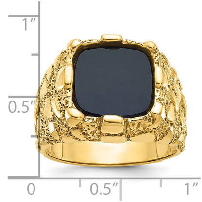 14K Gelbgold Herren-Ring mit Onyx-Nugget