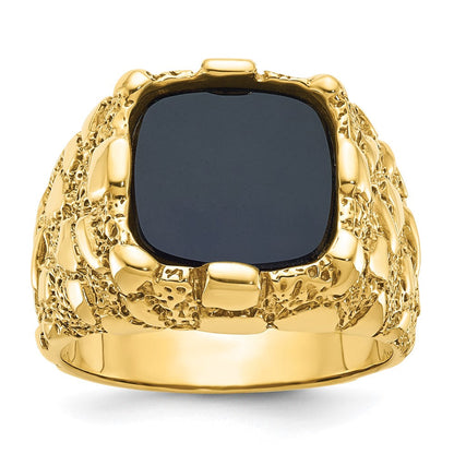 14K Gelbgold Herren-Ring mit Onyx-Nugget