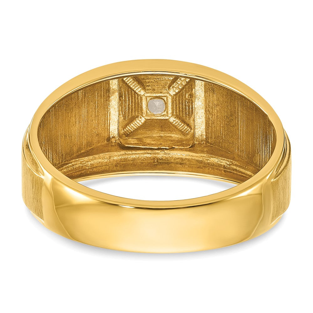 14K Bicolor-Gold Herren-Ring, poliert und satiniert, mit 0,17K Diamant, komplett