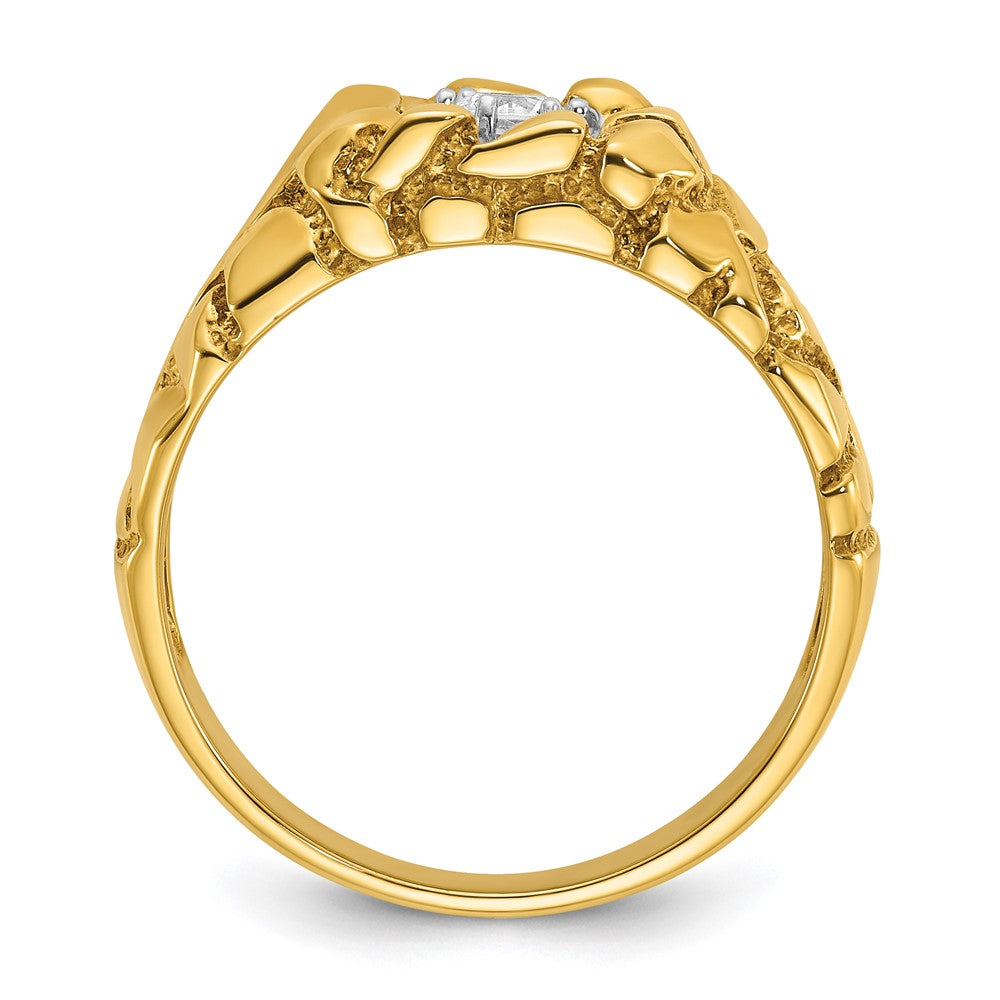 14K Gelbgold Herren-Ring mit Diamant-Nugget, 0,16 ct