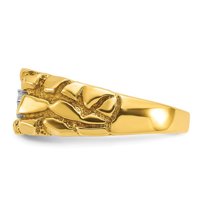 14K Gelbgold Herren-Ring mit Diamant-Nugget, 0,16 ct
