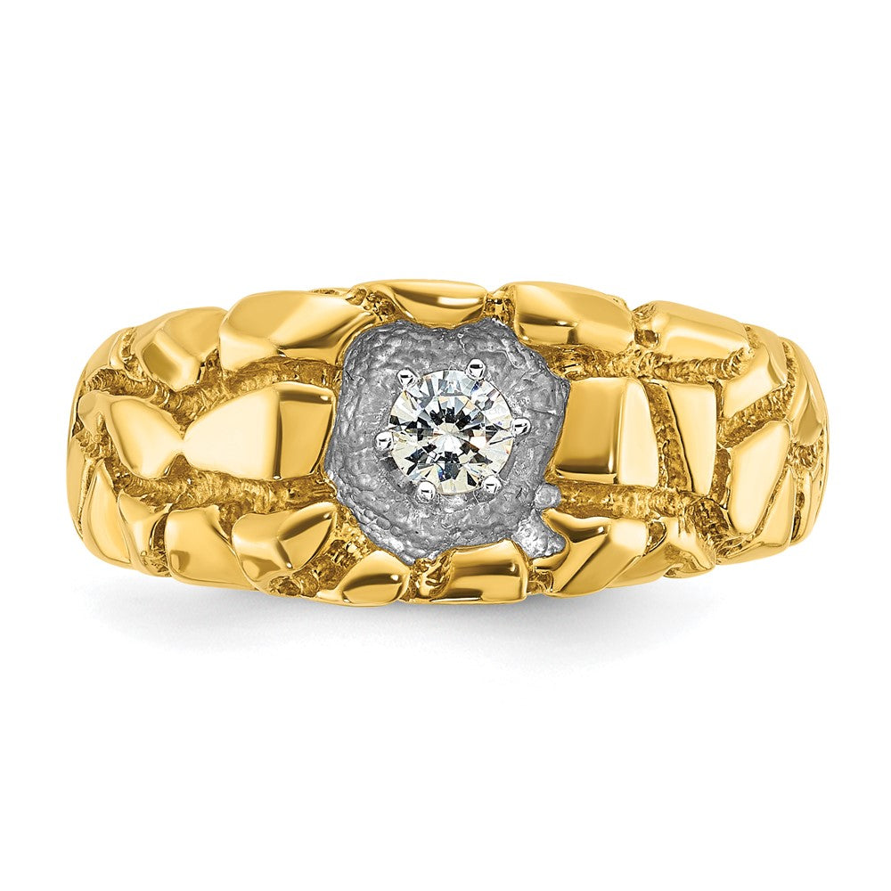 14K Gelbgold Herren-Ring mit Diamant-Nugget, 0,16 ct