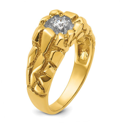 14K Gelbgold Herren-Ring mit Diamant-Nugget, 0,16 ct