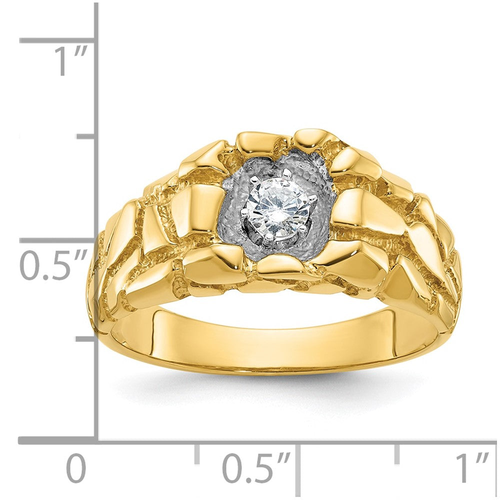 14K Gelbgold Herren-Ring mit Diamant-Nugget, 0,16 ct