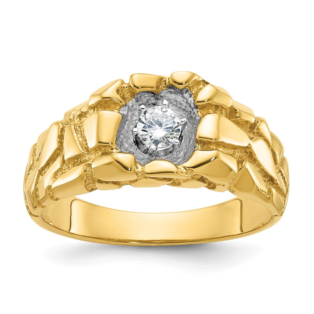 14K Gelbgold Herren-Ring mit Diamant-Nugget, 0,16 ct