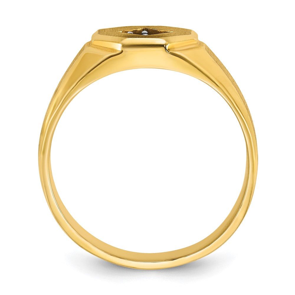 14K Gelbgold Herren-Ring, poliert und satiniert, mit 0,1K Diamant, komplett besetzt