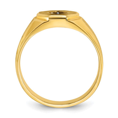 14K Gelbgold Herren-Ring, poliert und satiniert, mit 0,1K Diamant, komplett besetzt