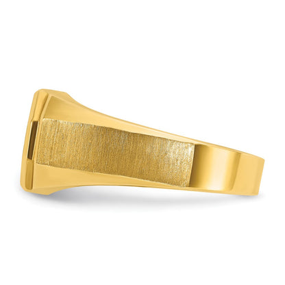 14K Gelbgold Herren-Ring, poliert und satiniert, mit 0,1K Diamant, komplett besetzt