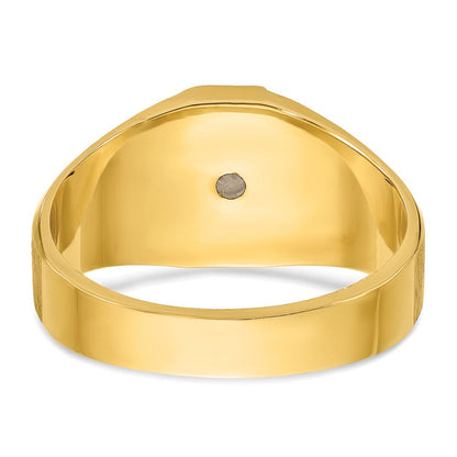 14K Gelbgold Herren-Ring, poliert und satiniert, mit 0,1K Diamant, komplett besetzt