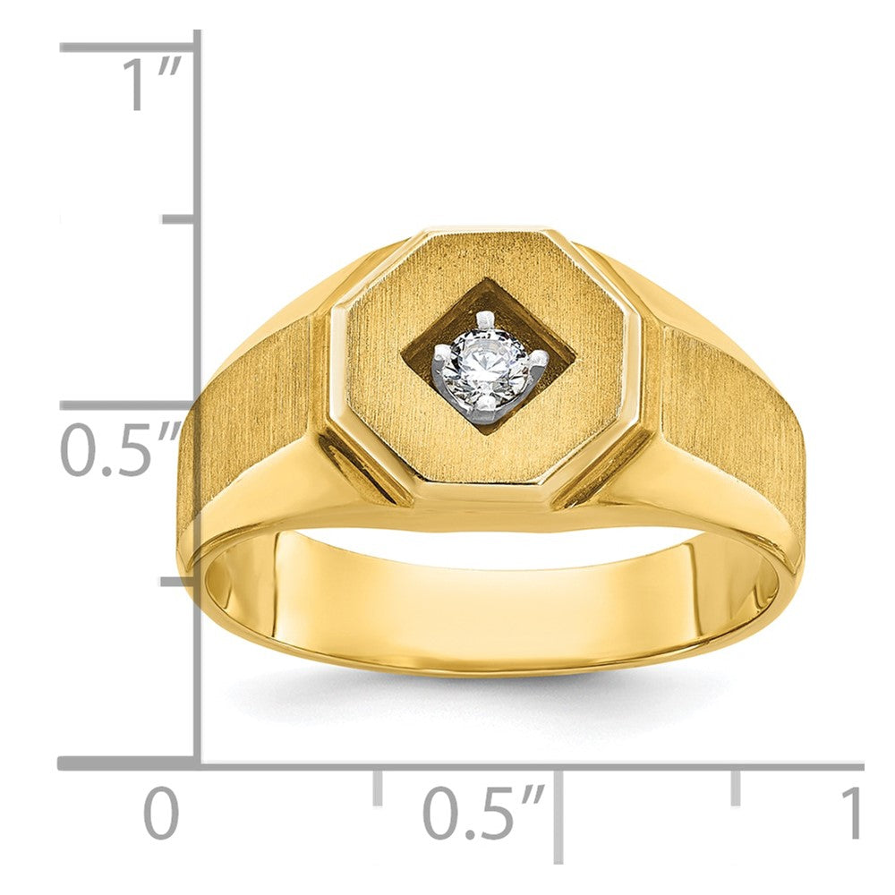 14K Gelbgold Herren-Ring, poliert und satiniert, mit 0,1K Diamant, komplett besetzt