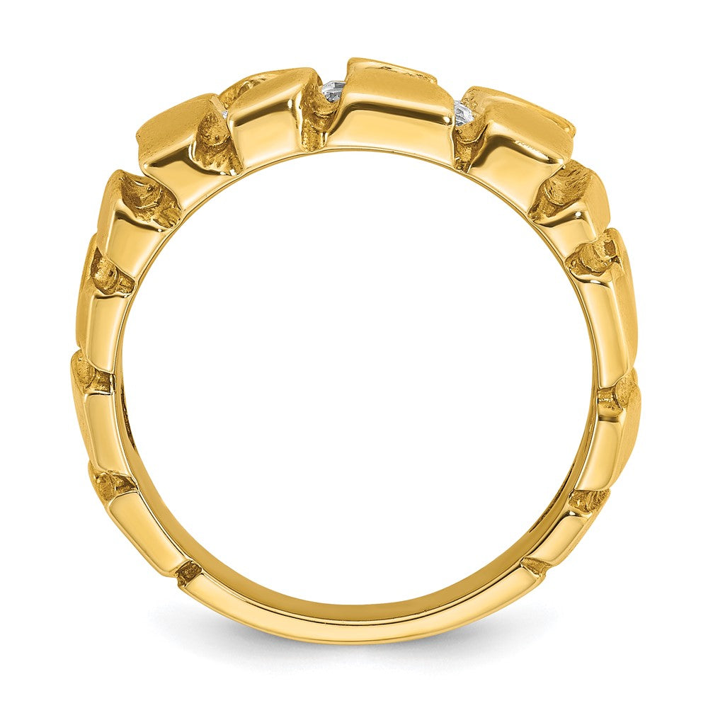 14K Gelbgold Herren-Ring mit Diamant-Cluster, 0,5K, Nugget-Design