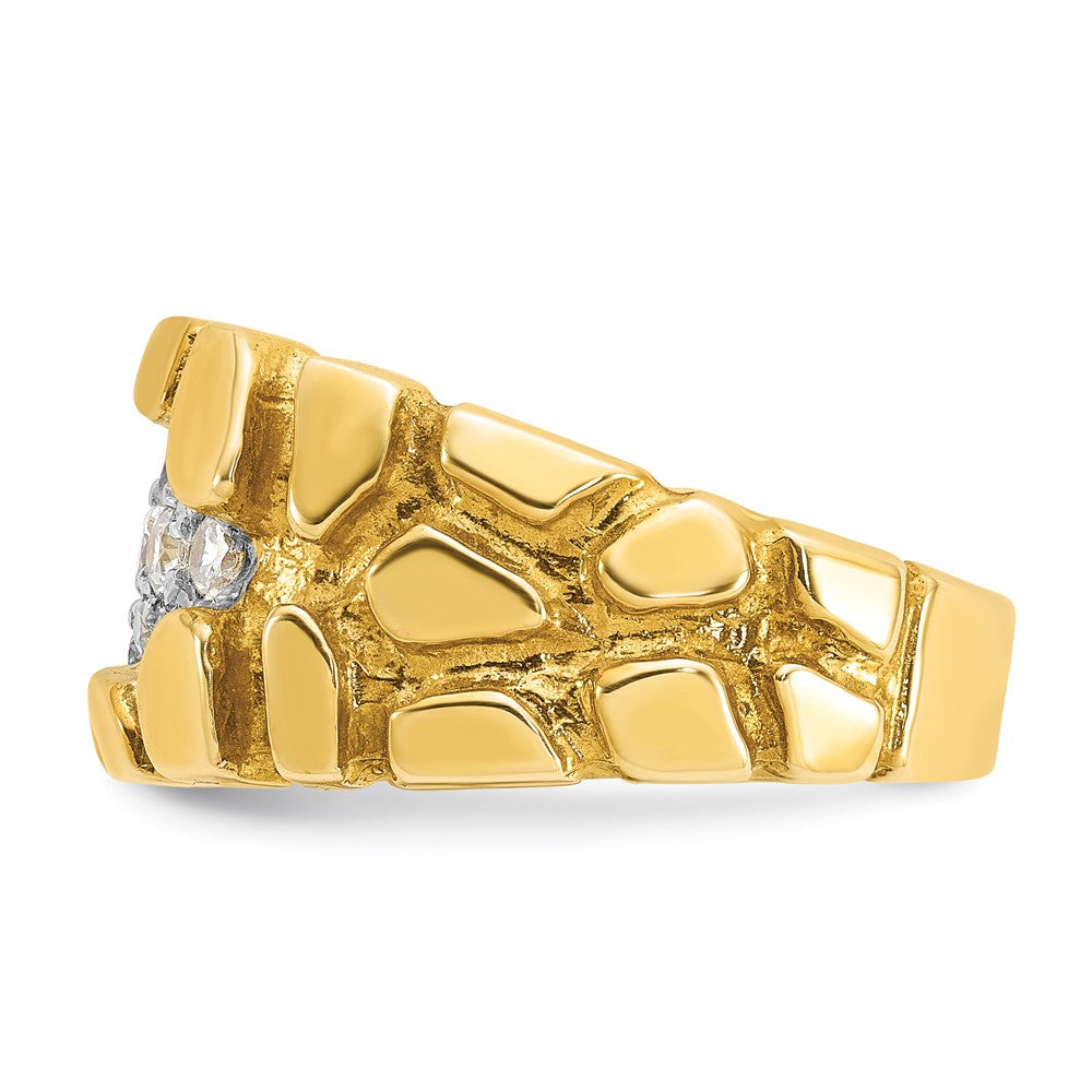 14K Gelbgold Herren-Ring mit Diamant-Cluster, 0,5K, Nugget-Design