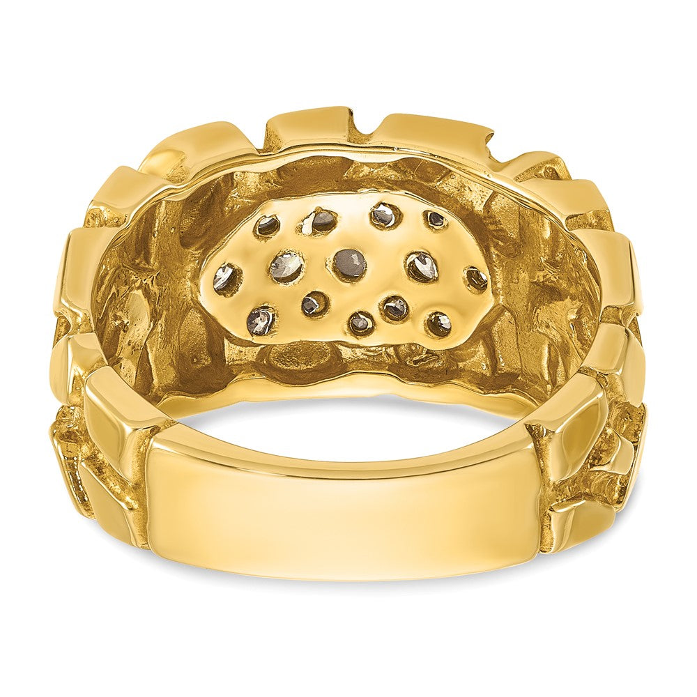 14K Gelbgold Herren-Ring mit Diamant-Cluster, 0,5K, Nugget-Design