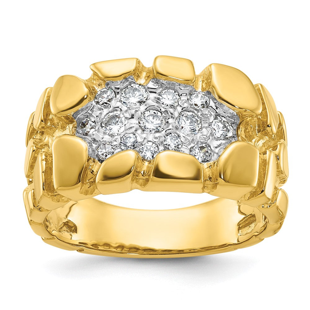 14K Gelbgold Herren-Ring mit Diamant-Cluster, 0,5K, Nugget-Design
