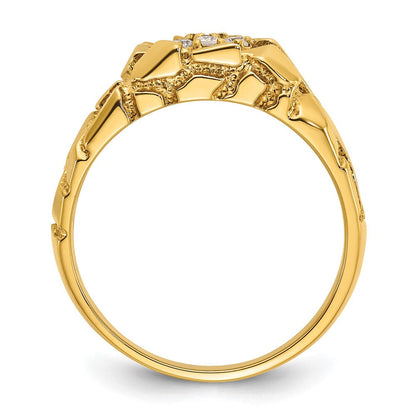 14K Gelbgold Ring mit 0,25 ct. im Labor gezüchteten Diamanten VS/SI+ G+, Cluster-Nugget-Design für Herren