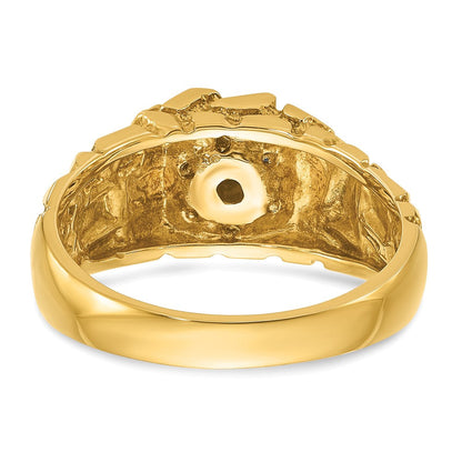 14K Gelbgold Ring mit 0,25 ct. im Labor gezüchteten Diamanten VS/SI+ G+, Cluster-Nugget-Design für Herren