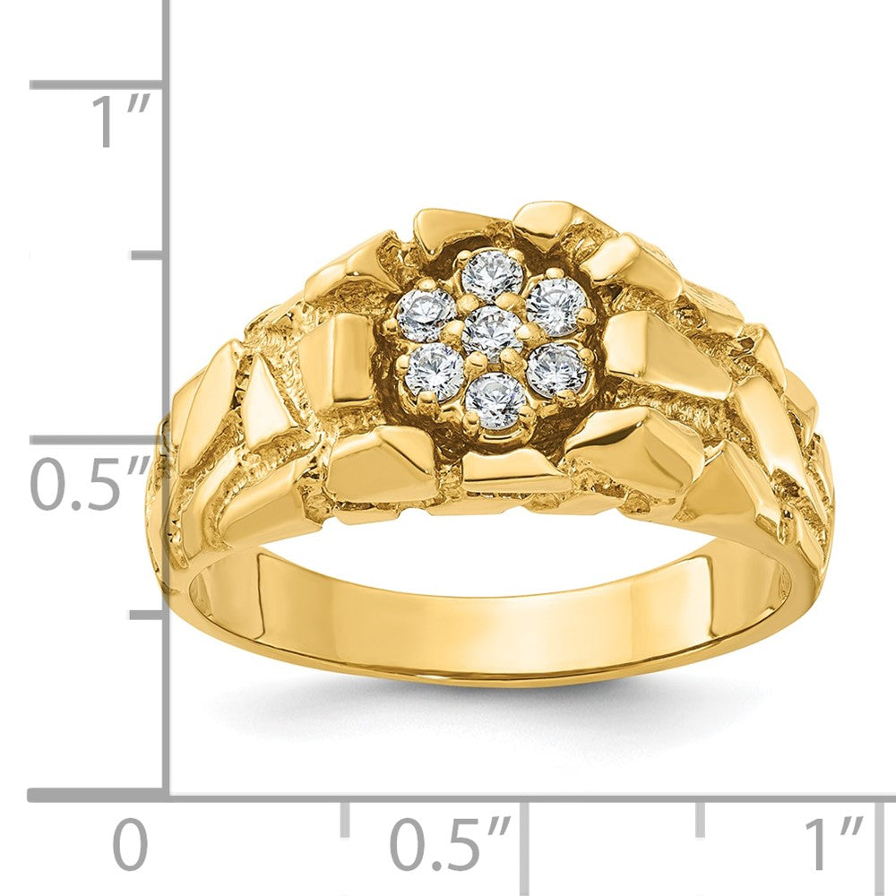 14K Gelbgold Herren-Nugget-Ring mit 0,25K Diamant-Cluster