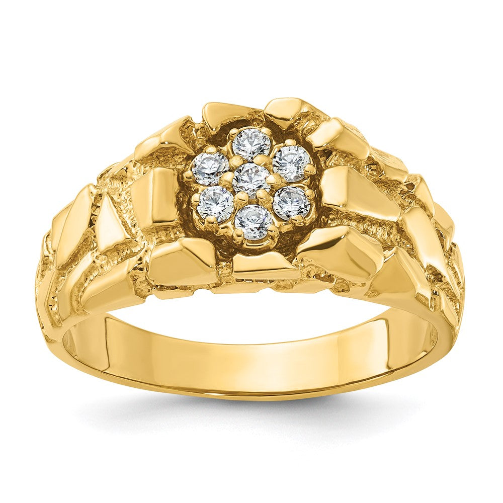 14K Gelbgold Ring mit 0,25 ct. im Labor gezüchteten Diamanten VS/SI+ G+, Cluster-Nugget-Design für Herren
