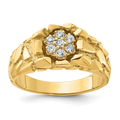 14K Gelbgold Ring mit 0,25 ct. im Labor gezüchteten Diamanten VS/SI+ G+, Cluster-Nugget-Design für Herren