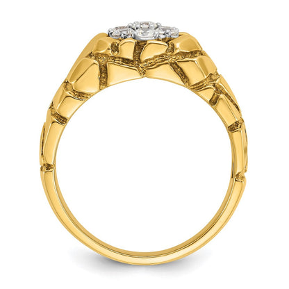 14K Bicolor Gold Herren-Diamant-Nugget-Cluster-Ring, 0,5K, komplett besetzt