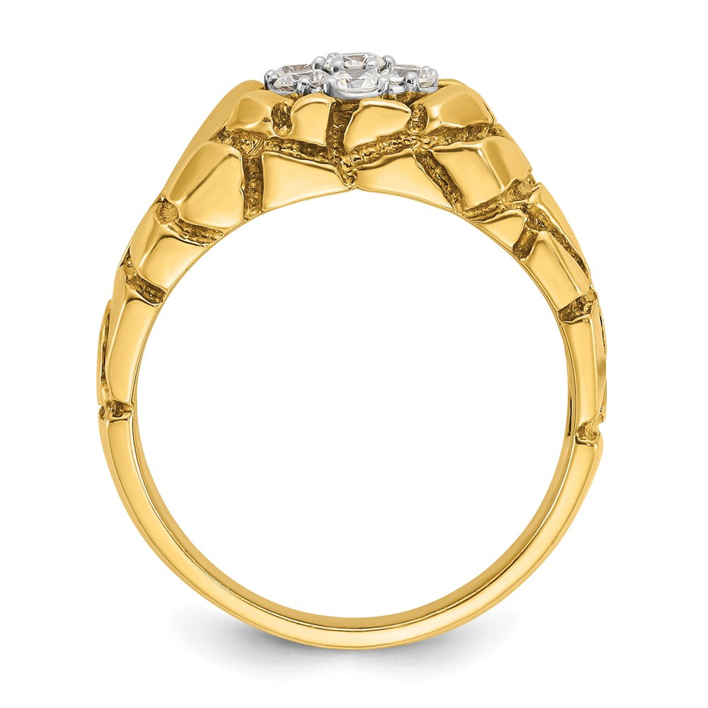 14K Bicolor Ring mit 0,5 ct. Laborgezüchteten Diamanten VS/SI+ G+, komplett, für Herren, strukturiertes Cluster-Nugget-Design