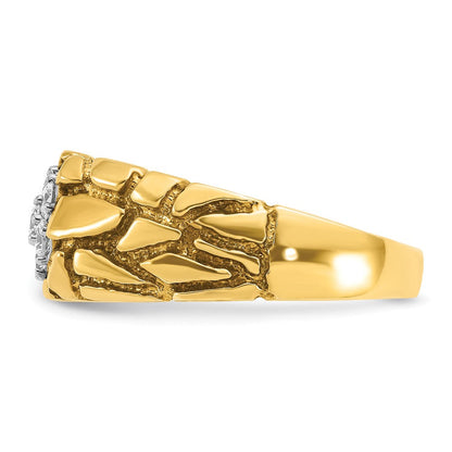 14K Bicolor Gold Herren-Diamant-Nugget-Cluster-Ring, 0,5K, komplett besetzt