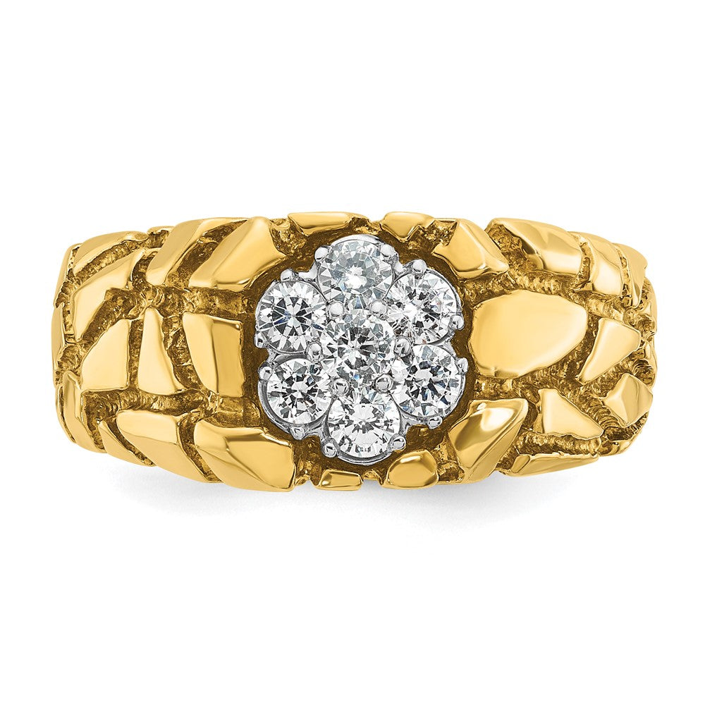 14K Bicolor Gold Herren-Diamant-Nugget-Cluster-Ring, 0,5K, komplett besetzt
