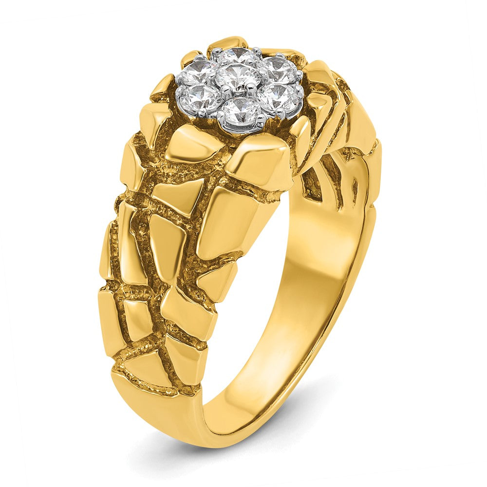 14K Bicolor Ring mit 0,5 ct. Laborgezüchteten Diamanten VS/SI+ G+, komplett, für Herren, strukturiertes Cluster-Nugget-Design