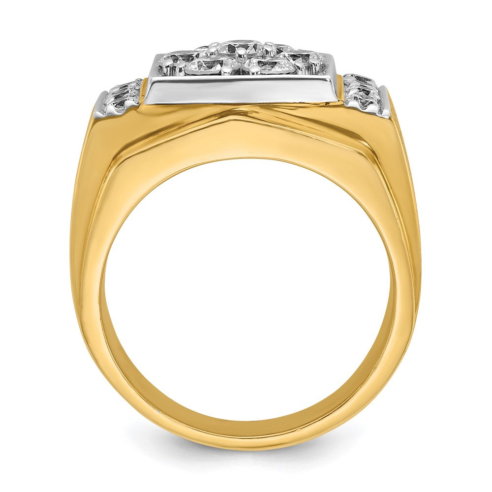 14K Bicolor-Gold Herren-Ring mit polierter und mattierter Oberfläche, 2 ct. Diamant, komplett besetzt