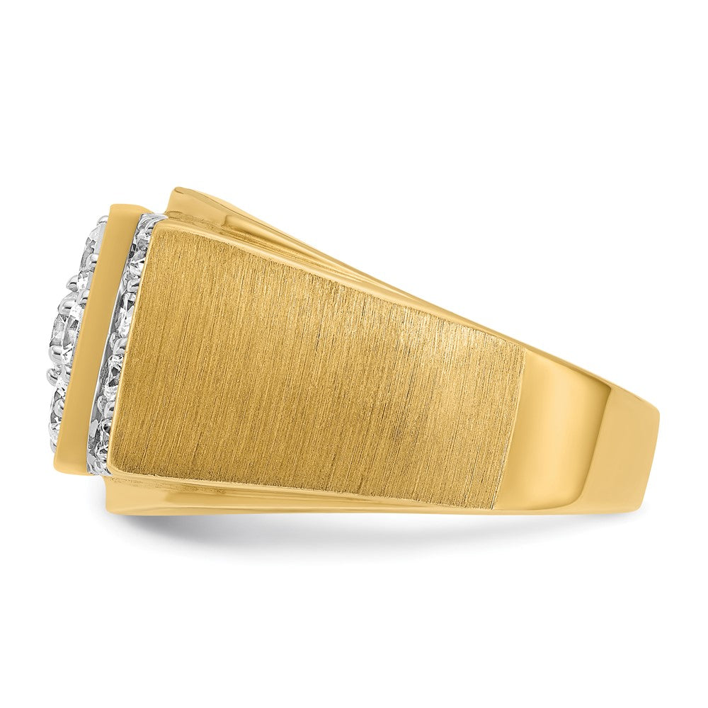14K Bicolor-Gold Herren-Ring mit polierter und mattierter Oberfläche, 2 ct. Diamant, komplett besetzt