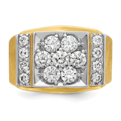 14K Bicolor-Gold Herren-Ring mit polierter und mattierter Oberfläche, 2 ct. Diamant, komplett besetzt
