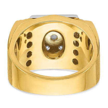 14K Bicolor-Gold Herren-Ring mit polierter und mattierter Oberfläche, 2 ct. Diamant, komplett besetzt